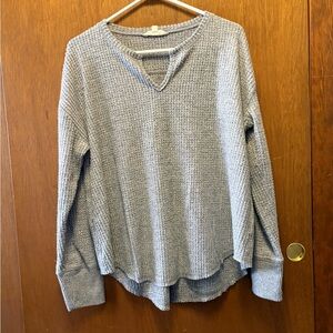 Lucky Brand Heather Gray Waffle Knit Top